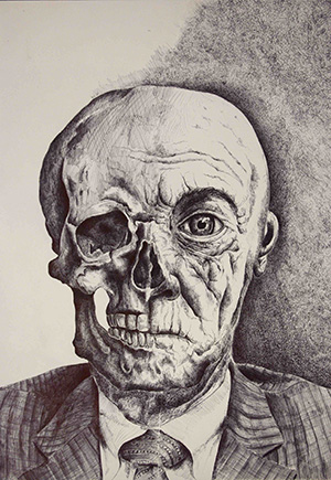 Man and Skull, ballpoint pen on paper